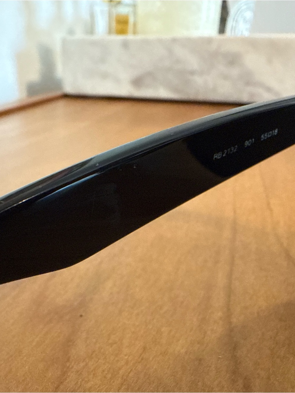 Ray-Ban New Wayfarer Classic Sunglasses - Black Frame with Green Lenses - Picture 7 of 7